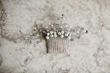 bride's pearl and silver hair clip 