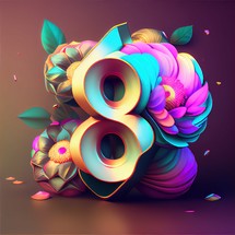 Creative illustration of number 8 with floral decoration for 8 march women's day celebration