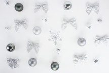 silver Christmas decorations background 