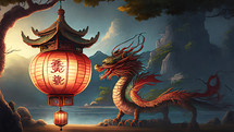Big Dragon on chinese landscape 