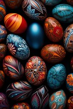 Colorful hand-painted Easter eggs background