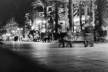 High rise buildings and people walking in Israel - Black and white
