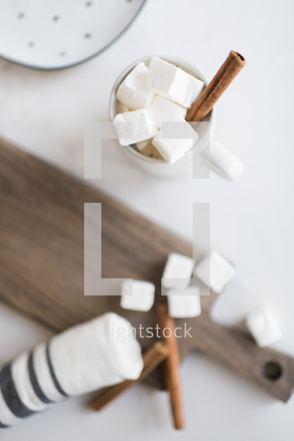 cinnamon sticks and sugar cubes 