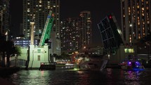 Large Yacht Passing Through Miami Drawbridge