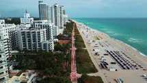 Drone Shot of Miami Beach Coastline During Spring