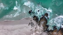 South Africa aerial cinematic drone surf waves crashing coastline 