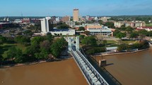 Tracking Shot of Waco Texas and City Bridge	