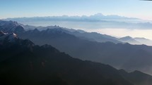 Cinematic scenic flight Mt Everest Lhotse Himalayas mountain range 