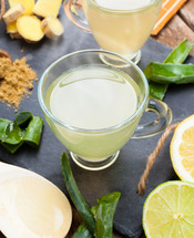Drink with ginger and lemon