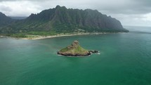 Aerial view of Kualoa and Chinaman hat island	