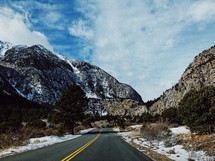 road through a winter mountain landscape 