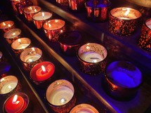 vigil candles in glass holders