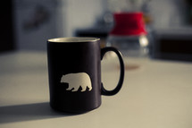 a coffee mug on a kitchen counter 