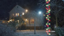 Christmas house lights decoration. Dolly shot
