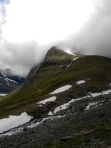 mountains in the clouds in Sweden