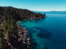 Aerial photograph of the shoreline of Lake Tahoe