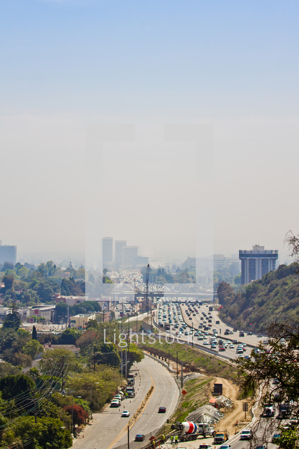 view of Los Angeles skyline 