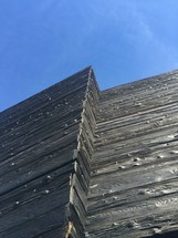 wall of wood boards and sky