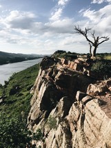 rock cliffs along a river 