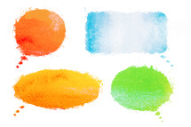 Set of painted watercolor thought bubbles 