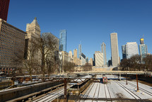 train station in Chicago in winter 