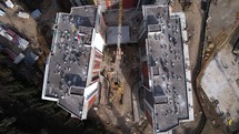 Building complex construction aerial