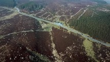 Aerial View of Cars Driving Along Road in Wicklow Mountains, Ireland
