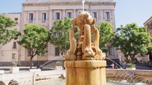 Fountain expelling water in Catania Square, Sicily 