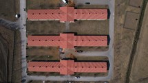 Aerial view of a horse stable