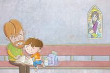 kids at church illustration 
