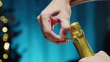 Slow motion of a Champagne bottle opening 