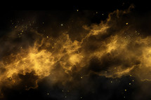 Abstract Gold Dust Over Black Background