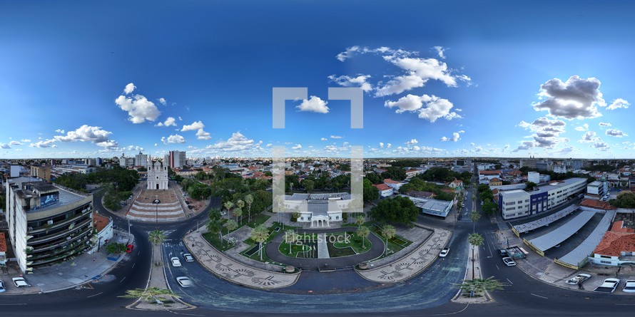 360 aerial photo taken with drone of Karnak Palace in Teresina, Piauí, Brazil