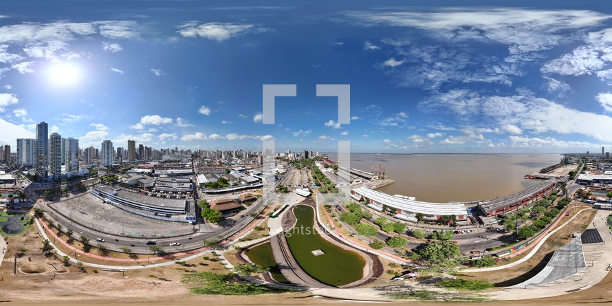 360 aerial photo taken with drone of Parque Urbano Belém Porto Futuro in Belém, Pará, Brazil