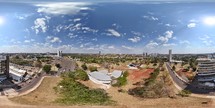 360 aerial photo taken with drone of Concha Acústica Helena Meirelles where musical performances are held in Parque das Nações Indígenas in Campo Grande, Mato Grosso do Sul, Brazil