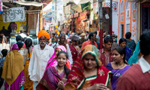 crowds of people in the streets in India 