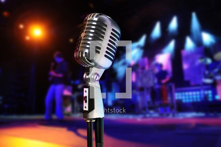 microphone on stage at a concert 