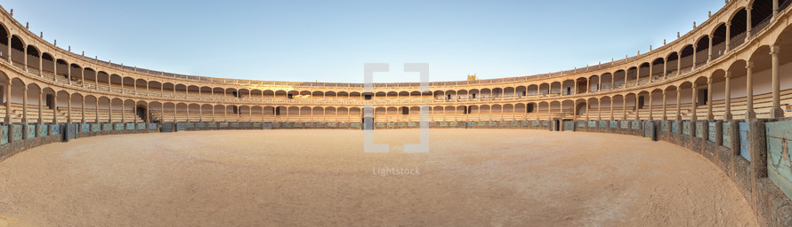 Ronda, Spain, monday. september 2 2024. interior of Bullring arena in Ronda. Malaga province, Andalusia, Spain