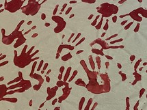 red hand prints pattern 