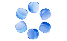 Transparent blue glass geometries, 3d rendering.