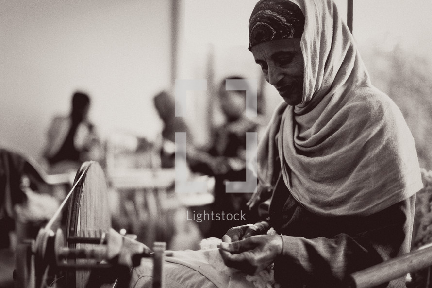 Ethiopian woman sewing in a factory
