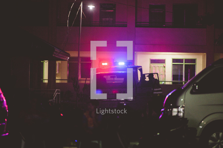 police lights at night 