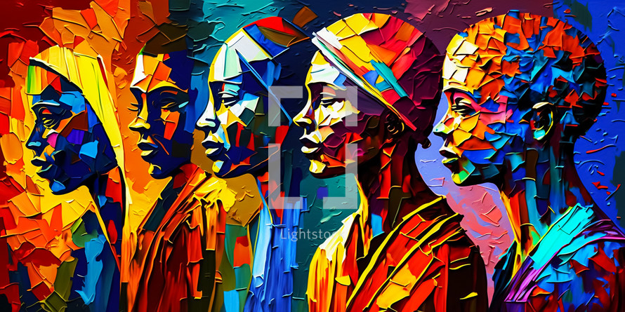 Abstract painting concept. Colorful art of an African people. African culture.