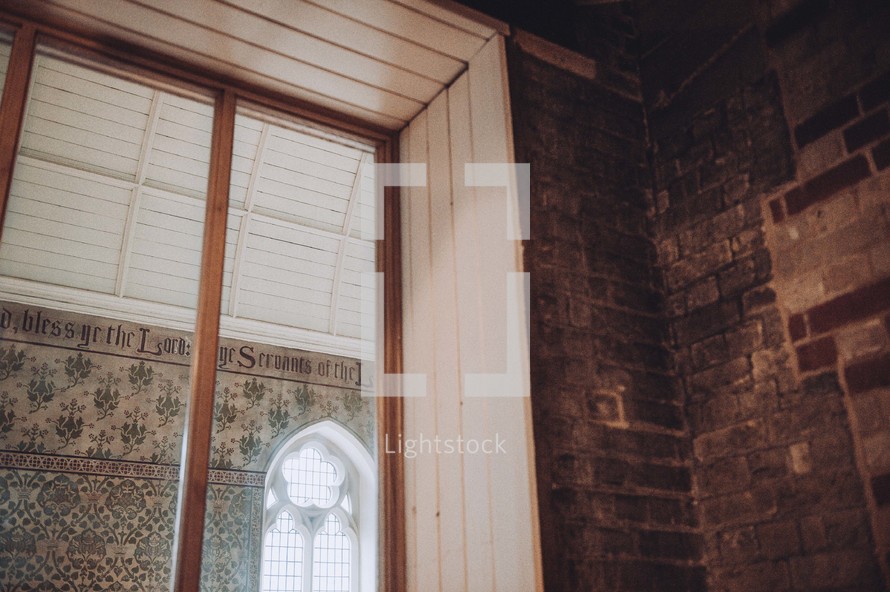 brick wall and window in a prayer room 