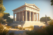 Greek Temple Painting Illustration