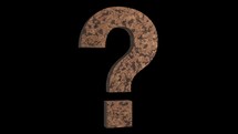 Brown Question mark sign rotating loop on black background
