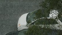 Bad weather attacking city with heavy hail