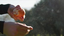 Hand Of A Women Peeling Orange Fresh Food