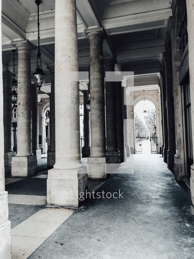 corridor and columns in Paris 