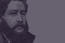A plum colored drawing of Charles Spurgeon.